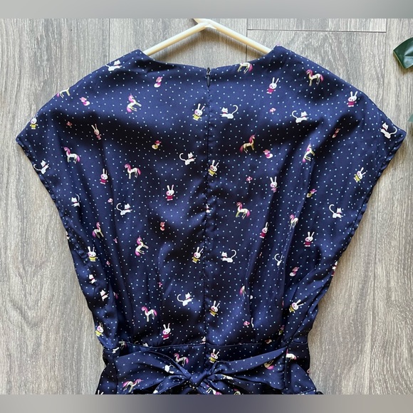 Vintage y2k forever 21 kawaii kidcore unicorn cat bunny mushroom pleated dress L - Picture 9 of 14